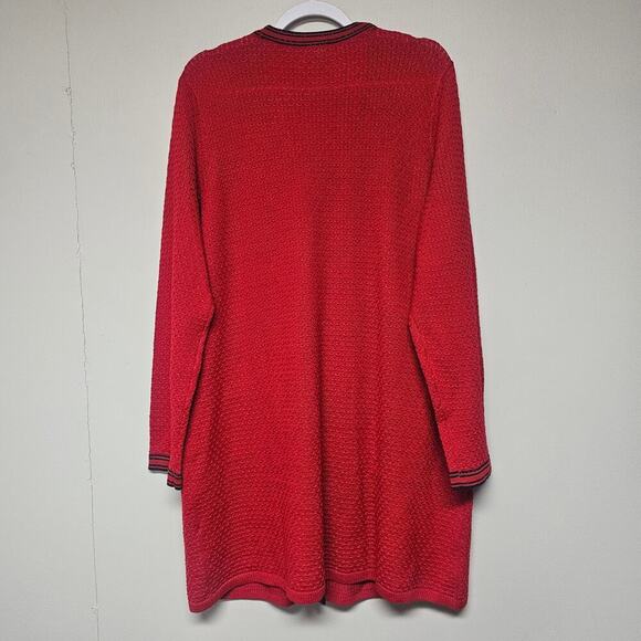 Talbots Red Navy Wool Christmas Coastal Nautical Long Sweater Cardigan Size XL - Picture 5 of 5